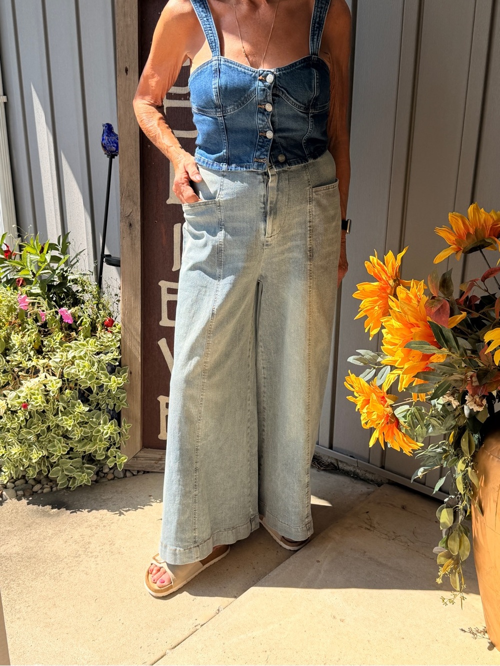 Mustard seed wide leg light blue jean size small